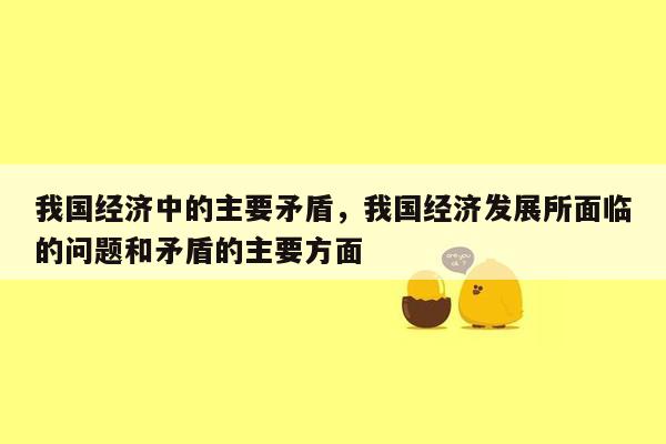 我国经济中的主要矛盾，我国经济发展所面临的问题和矛盾的主要方面