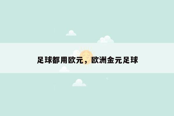 足球都用欧元，欧洲金元足球