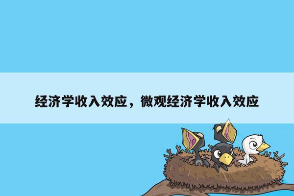 经济学收入效应，微观经济学收入效应