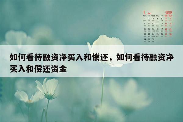 如何看待融资净买入和偿还，如何看待融资净买入和偿还资金