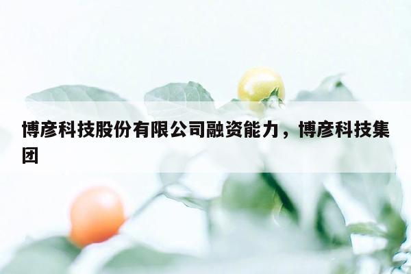 博彦科技股份有限公司融资能力，博彦科技集团