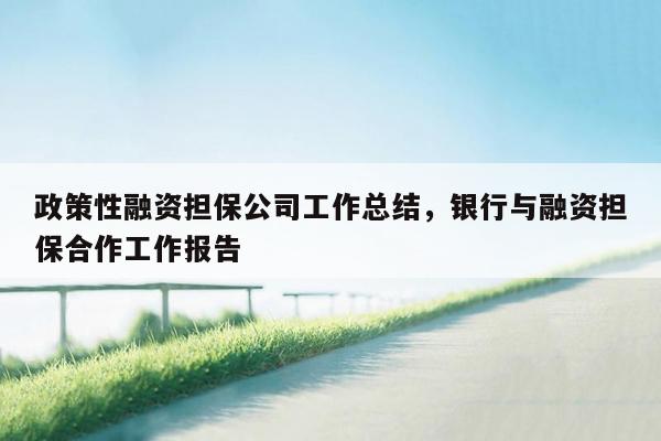 政策性融资担保公司工作总结，银行与融资担保合作工作报告