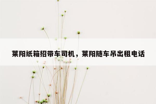 莱阳纸箱招带车司机，莱阳随车吊出租电话