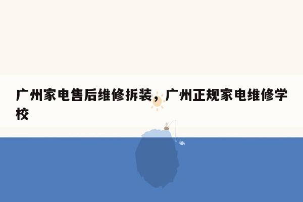 广州家电售后维修拆装，广州正规家电维修学校