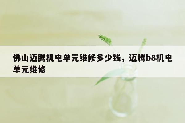 佛山迈腾机电单元维修多少钱，迈腾b8机电单元维修