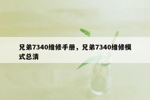 兄弟7340维修手册，兄弟7340维修模式总清