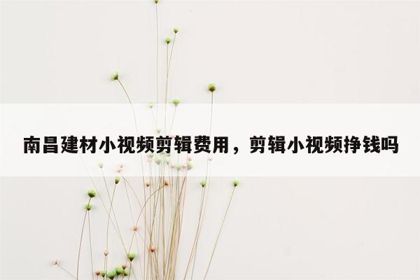 南昌建材小视频剪辑费用，剪辑小视频挣钱吗