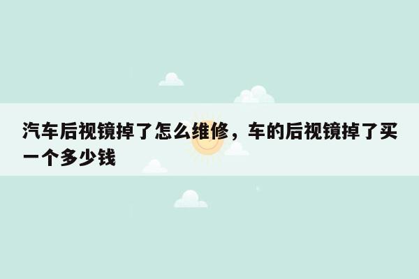 汽车后视镜掉了怎么维修，车的后视镜掉了买一个多少钱