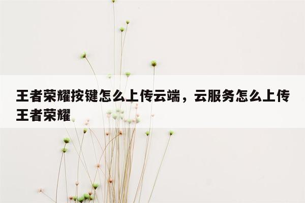 王者荣耀按键怎么上传云端，云服务怎么上传王者荣耀