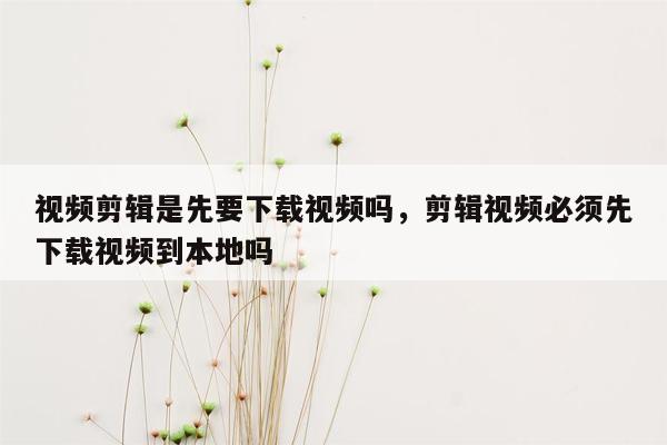 视频剪辑是先要下载视频吗，剪辑视频必须先下载视频到本地吗