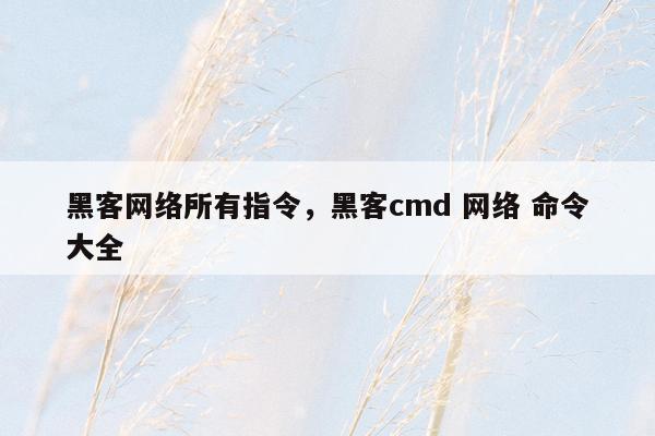 黑客网络所有指令，黑客cmd 网络 命令大全