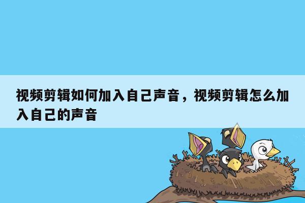 视频剪辑如何加入自己声音，视频剪辑怎么加入自己的声音