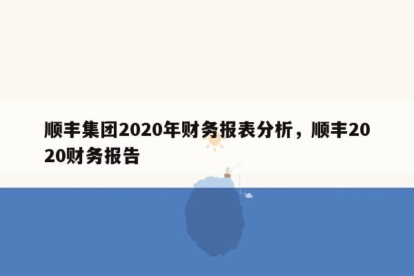 顺丰集团2020年财务报表分析，顺丰2020财务报告