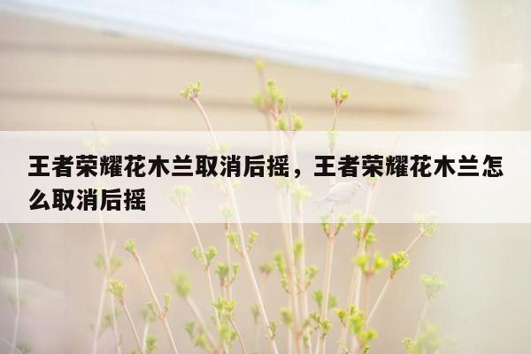 王者荣耀花木兰取消后摇，王者荣耀花木兰怎么取消后摇