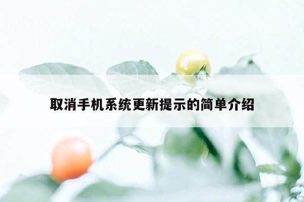 取消手机系统更新提示的简单介绍