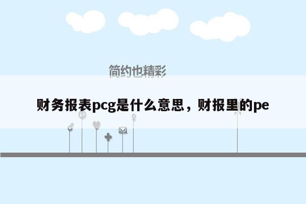 财务报表pcg是什么意思，财报里的pe