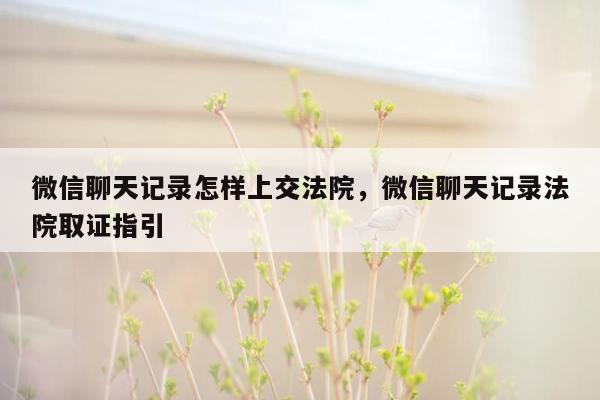 微信聊天记录怎样上交法院，微信聊天记录法院取证指引