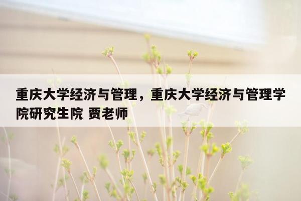 重庆大学经济与管理，重庆大学经济与管理学院研究生院 贾老师