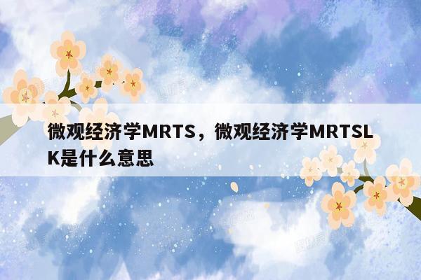 微观经济学MRTS，微观经济学MRTSLK是什么意思