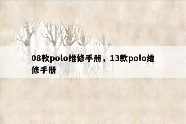 08款polo维修手册，13款polo维修手册