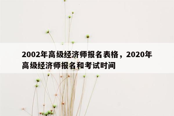 2002年高级经济师报名表格，2020年高级经济师报名和考试时间