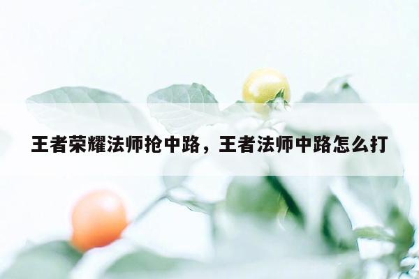 王者荣耀法师抢中路，王者法师中路怎么打