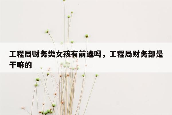 工程局财务类女孩有前途吗，工程局财务部是干嘛的