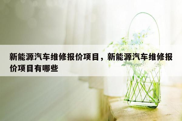 新能源汽车维修报价项目，新能源汽车维修报价项目有哪些