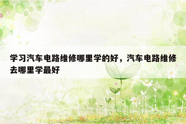 学习汽车电路维修哪里学的好，汽车电路维修去哪里学最好