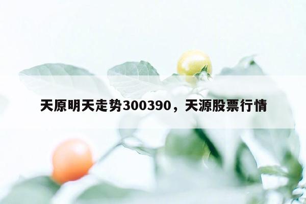 天原明天走势300390，天源股票行情