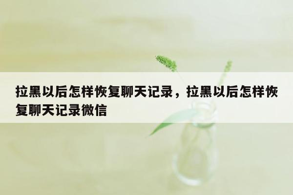 拉黑以后怎样恢复聊天记录，拉黑以后怎样恢复聊天记录微信