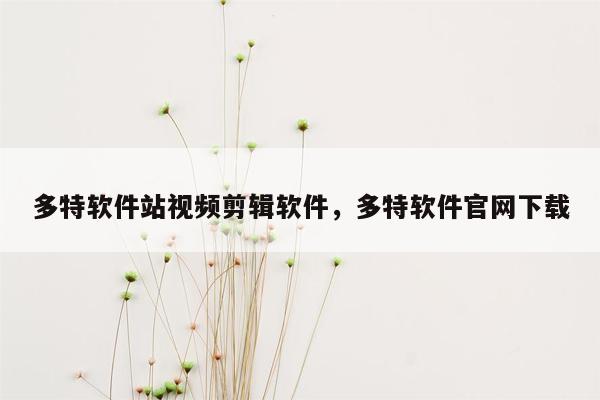 多特软件站视频剪辑软件，多特软件官网下载