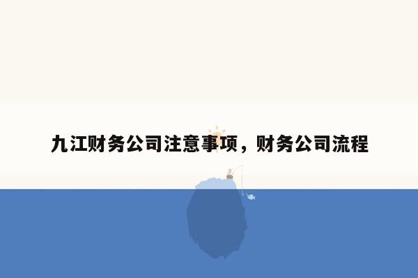 九江财务公司注意事项，财务公司流程