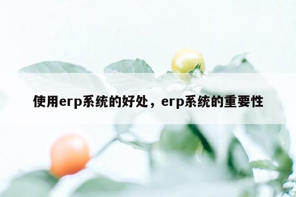 使用erp系统的好处，erp系统的重要性