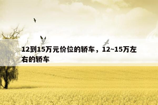 12到15万元价位的轿车，12~15万左右的轿车