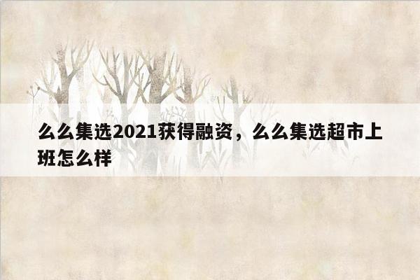 么么集选2021获得融资，么么集选超市上班怎么样