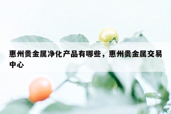 惠州贵金属净化产品有哪些，惠州贵金属交易中心