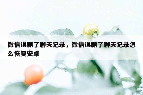 微信误删了聊天记录，微信误删了聊天记录怎么恢复安卓