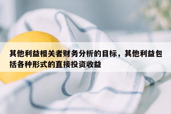 其他利益相关者财务分析的目标，其他利益包括各种形式的直接投资收益