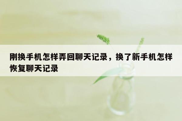 刚换手机怎样弄回聊天记录，换了新手机怎样恢复聊天记录