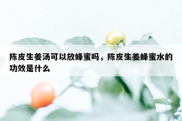 陈皮生姜汤可以放蜂蜜吗，陈皮生姜蜂蜜水的功效是什么