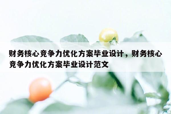 财务核心竞争力优化方案毕业设计，财务核心竞争力优化方案毕业设计范文