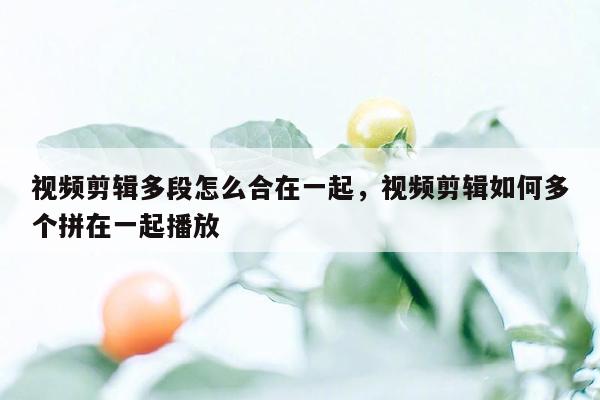 视频剪辑多段怎么合在一起，视频剪辑如何多个拼在一起播放