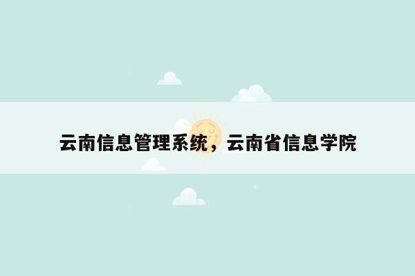 云南信息管理系统，云南省信息学院