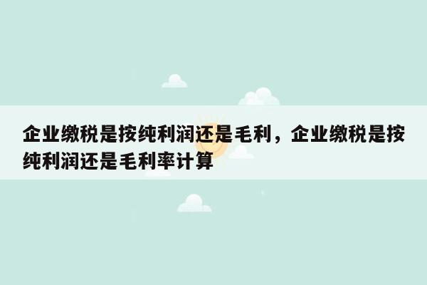 企业缴税是按纯利润还是毛利，企业缴税是按纯利润还是毛利率计算