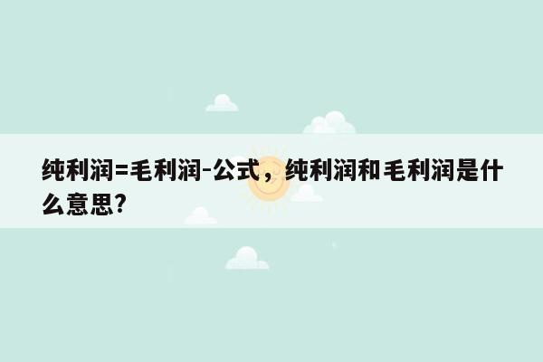 纯利润=毛利润-公式，纯利润和毛利润是什么意思?