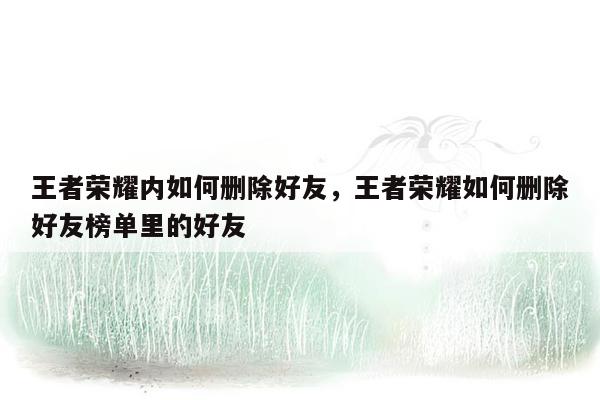 王者荣耀内如何删除好友，王者荣耀如何删除好友榜单里的好友