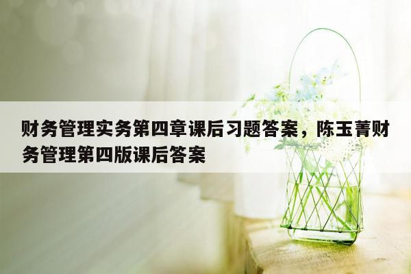 财务管理实务第四章课后习题答案，陈玉菁财务管理第四版课后答案