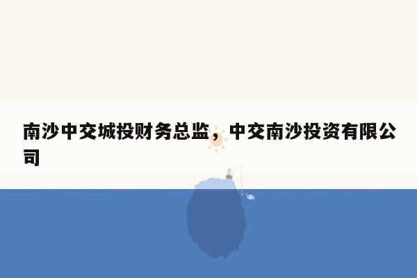 南沙中交城投财务总监，中交南沙投资有限公司