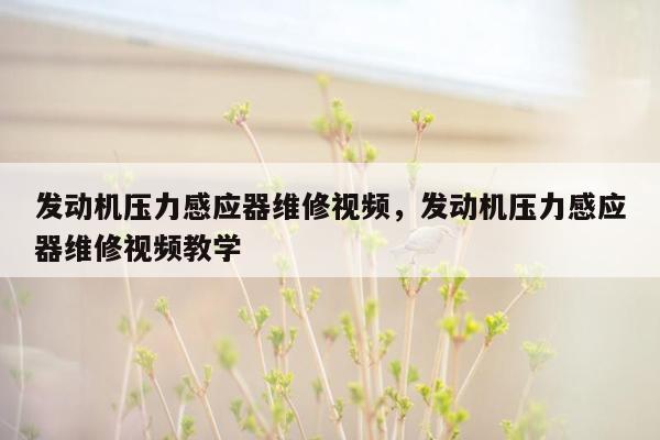 发动机压力感应器维修视频，发动机压力感应器维修视频教学